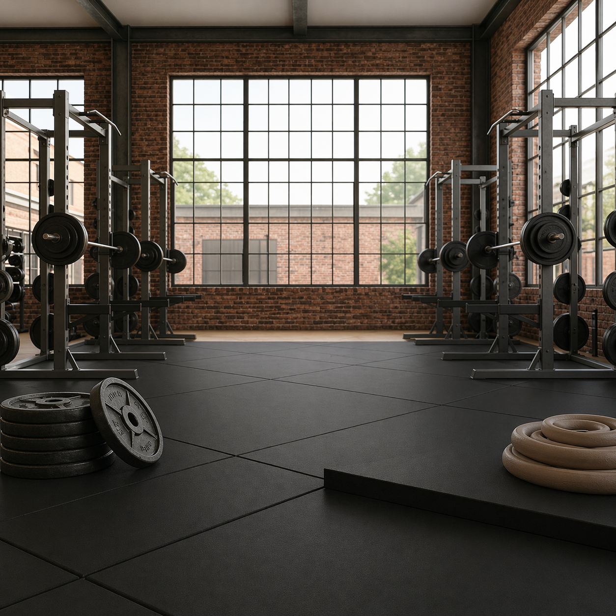Titan15 Gym Tile Black 100 x 100 cm, 15mm Smooth