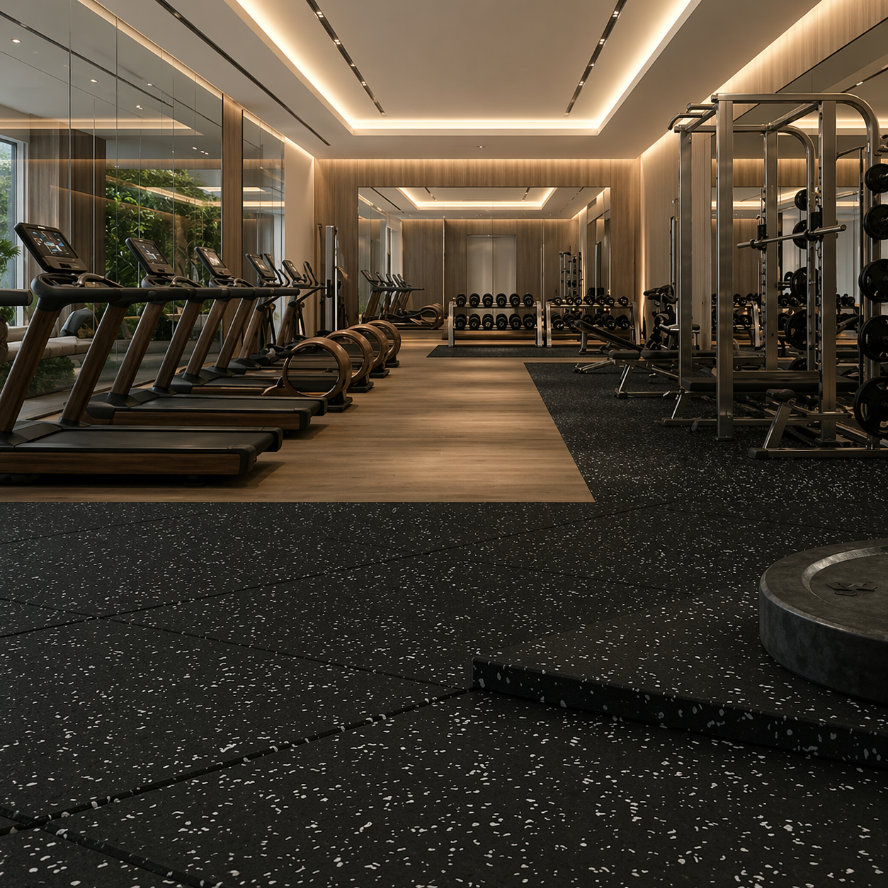 Titan30 Gym Tile Black 100 x 100 cm, 30mm Smooth